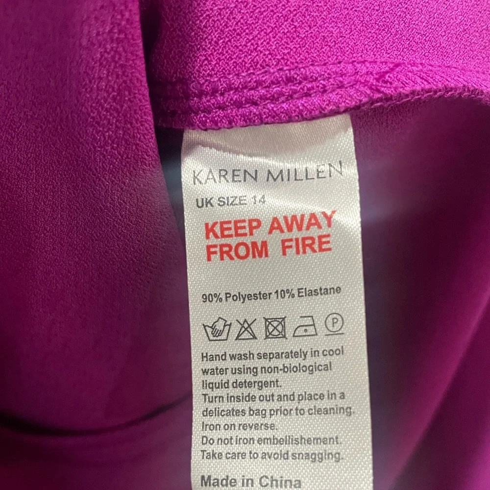 Karen Millen Purple Bodycon diamante trim midi spaghetti strap dress NWT $480 - Picture 10 of 13